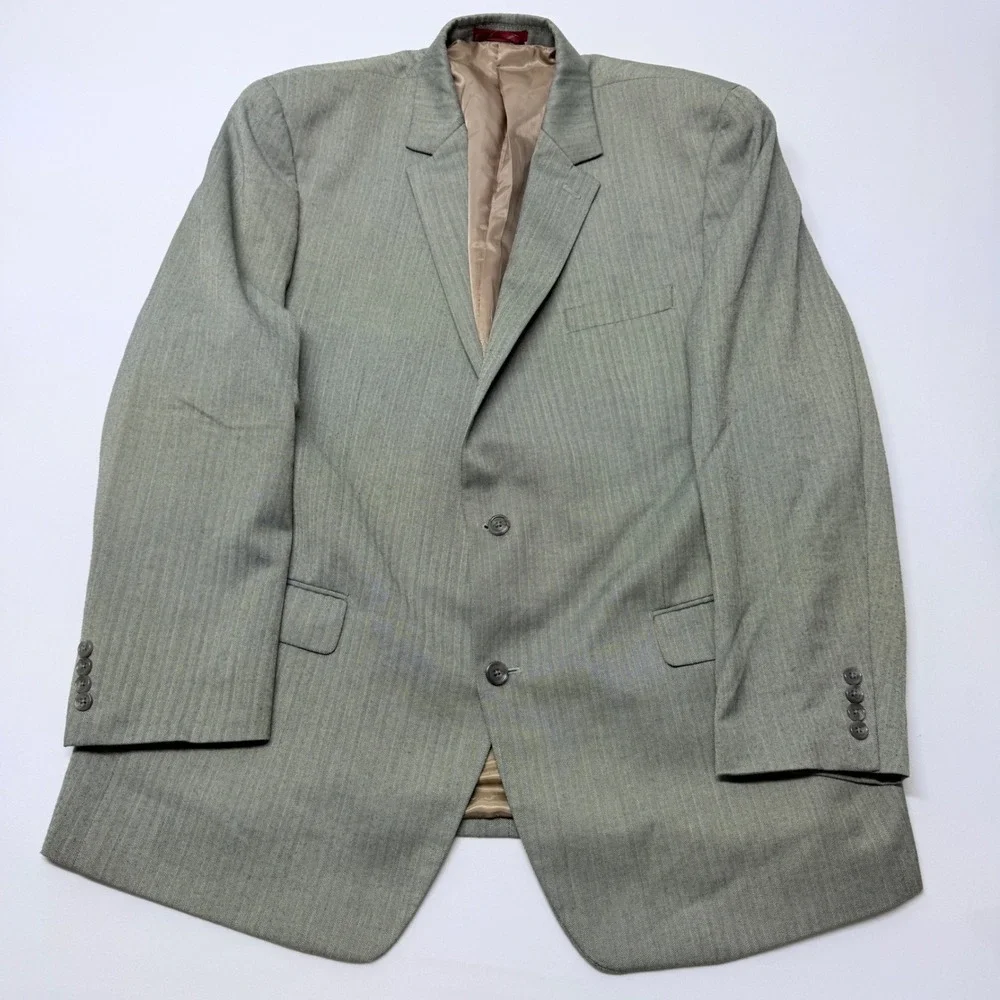 IZOD Mens Grey Herringbone 2-Button Blazer Sport Coat Macys Mens Store 50R